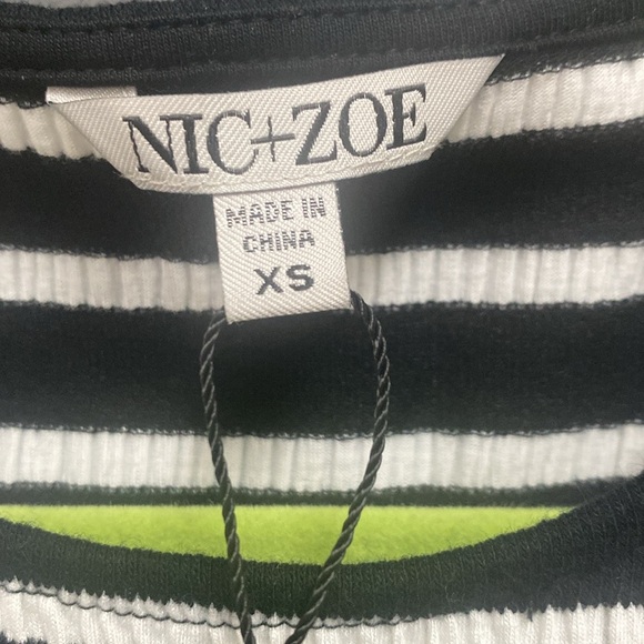 Nic & Zoe Late Sunset fit & flare black & white knit striped Dress XS NWT - Picture 8 of 9
